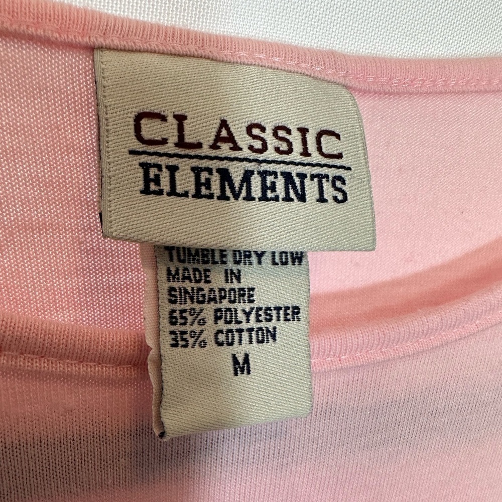 Classic Elements Womens Size M Tee T Shirt Blouse Top Short Sleeve Pink Shirt - Picture 3 of 7
